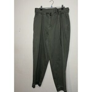 A New Day Pants Women's 12 High Rise Belt Olive Green Crop Denim Jeans